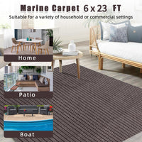Garvee 6' × 23' Stripe Brown Marine Carpet, Waterproof Indoor/Outdoor Rug with TPR Non-Slip Backing for Boat, Patio Deck, Camping, and Outdoor Use