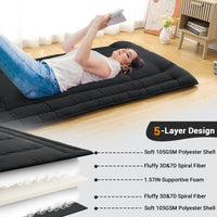 Garvee Futon Mattress Full Size, Foldable Sleeping Mattress Tatami Mattress for Adults, Roll Up Japanese Style Floor Bed Dormitory Floor Mattress for Rv Travel Camping, Black