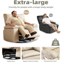 Garvee Oversized Wide Rocker Swivel Recliner Chair - PU Leather Large Manual Recliner for Adults, Ultimate Comfort Lazy Boy with 1.5X Sponge Filling and Easy Recline Mechanism for Relaxation