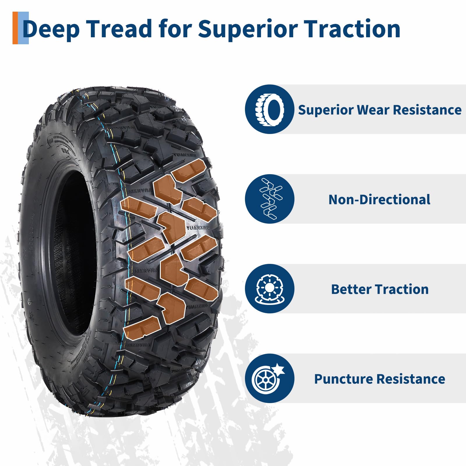 Garvee 27x11-12 ATV Tires (Set of 2) - 6PR Tubeless Heavy-Duty All-Terrain Tires for ATV/UTV, Ideal for Mud, Sand, Dirt, Snow, & Off-Road