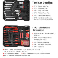 Garvee 800-Piece Tool Kit with Aluminum Trolley Case - Mechanic Rolling Tool Box, Socket Wrench Hand Tools, Household Repair Kit, and Tool Belt