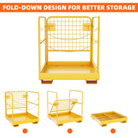 Garvee Forklift Safety Cage, 36"x36" Heavy Duty Forklift Man Basket Foldable Forklift Work Platform with Double Chain Guardrail Perfect for Aerial Work