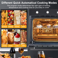 Garvee 24 Inch 70L Single Wall Oven with 5 Modes, 3000W Built-In Wall Oven with 25 Cu.Ft. Capacity, Mechanical Knobs