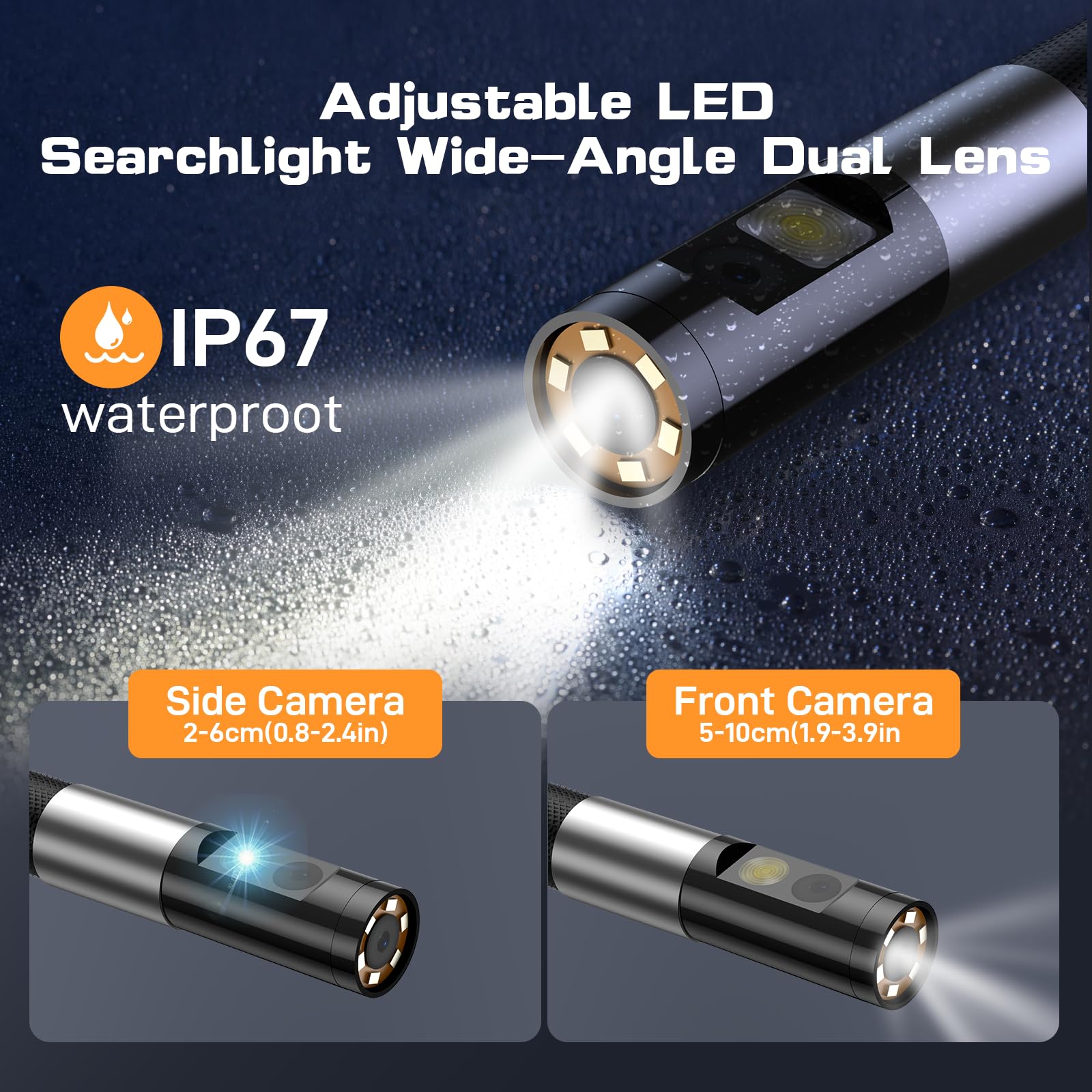 5 Inch IPS Pipe Endoscope, 1080P HD, 6.6ft Flexible, Waterproof - GARVEE