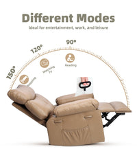 Garvee Oversized Wide Massage Recliner Chair, PU Leather Large Manual Recliner for Adults, Ultimate Comfort Lazy Boy with 1.5X Sponge Filling and Easy Recline Mechanism for Relaxation, Tan