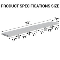 Garvee Folding Concession Shelf 72" x 12" - 304 Stainless Steel, Wall Mount, Drop Down, for Food Truck, BBQ, Restaurant