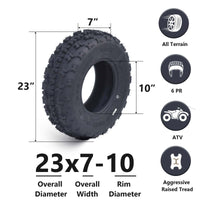 Garvee Set Of 4 ATV UTV All-Terrain Tires 23x7-10 Front 20x10-9 Rear 6-Ply Tubeless