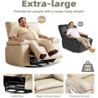 Garvee 22" Widen Rocker Swivel Recliner Chair, Lazy Boy for Adults, with Vibrating Massage and Heating, 1.5X Sponge Filling, Side Pocket, for Living Room, Bedroom, and Nursery