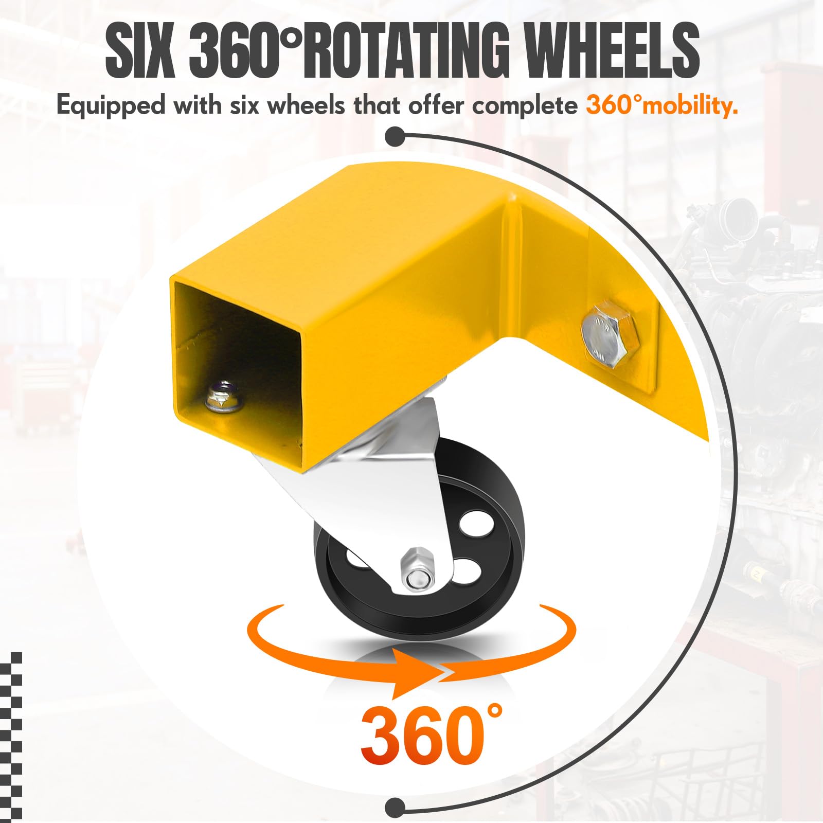 Garvee Engine Hoist,2 TON 4000lbs Folding Hydraulic Car Engine Motor Crane Lifter,Cherry Picker with 6 Iron Caster Wheels - Yellow