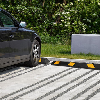 Garvee 72" Rubber Parking Curb Heavy Duty Wheel Stopper with Yellow Reflective Stripes for Garage Driveway Parking Lot 72" x 6" x 4"