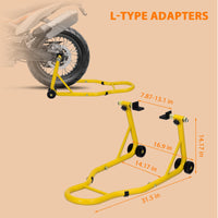Garvee Heavy Duty Motorcycle Stand Lift - 900 lbs Capacity, Adjustable Universal Fit, Steel Frame, Front & Rear Combo, Yellow, for Repairs & Storage
