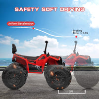 Garvee Ride - P Series: 24V Kids ATV, Ride on Car 4WD Quad Electric Vehicle, 4x80W Powerful Engine, with 7AHx2 Large Battery, Accelerator Handle, EVA Tire, Full Metal Suspension, LED Light, Bluetooth&Music - Red