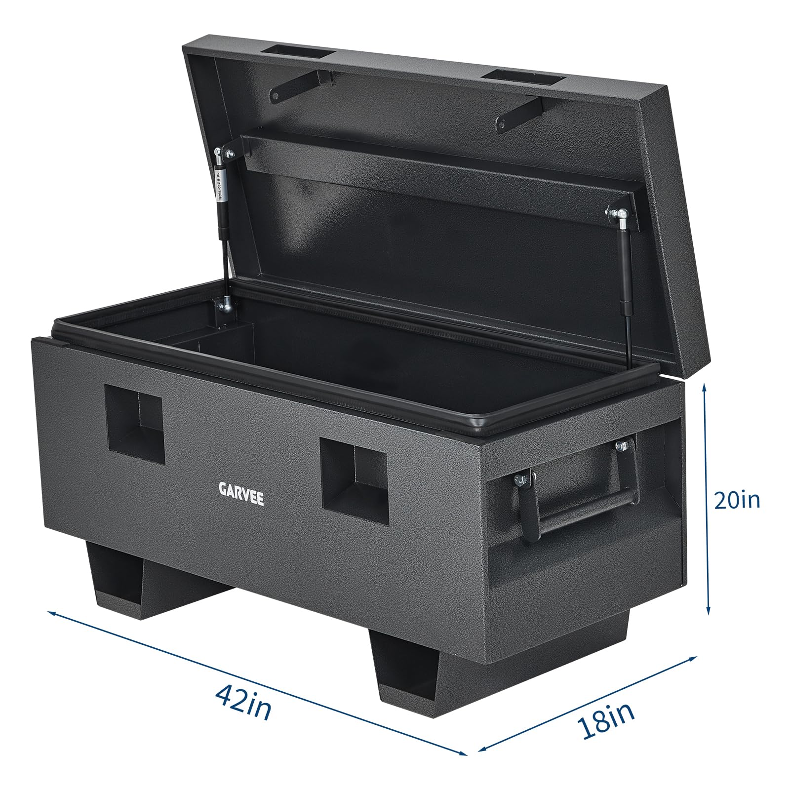 Garvee 42"x18"x20" Heavy-Duty Steel Truck Bed Tool Box - Lockable Waterproof Jobsite Chest with Removable Feet, Side Handles, and Dual Locks, Black with Silver Floral Spray Coating, Ideal for Trucks, Trailers, and Garages, Grey