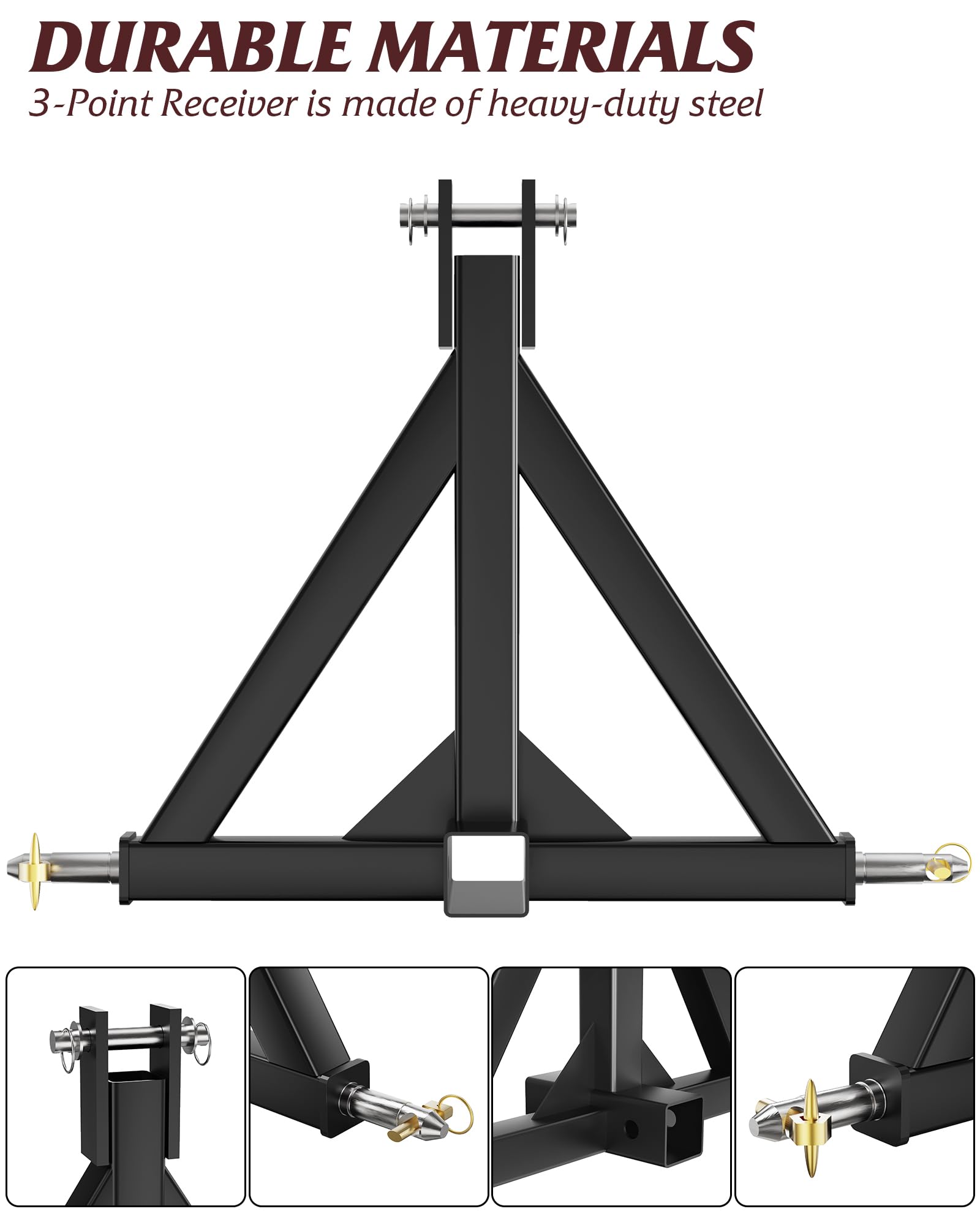 Garvee 3 Point 2" Trailer Hitch Receiver Fits Category 1 Tractor, Tow Drawbar Adapter Attachments, Quick Hitch Compatible.