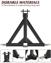 Garvee 3 Point 2" Trailer Hitch Receiver Fits Category 1 Tractor, Tow Drawbar Adapter Attachments, Quick Hitch Compatible.