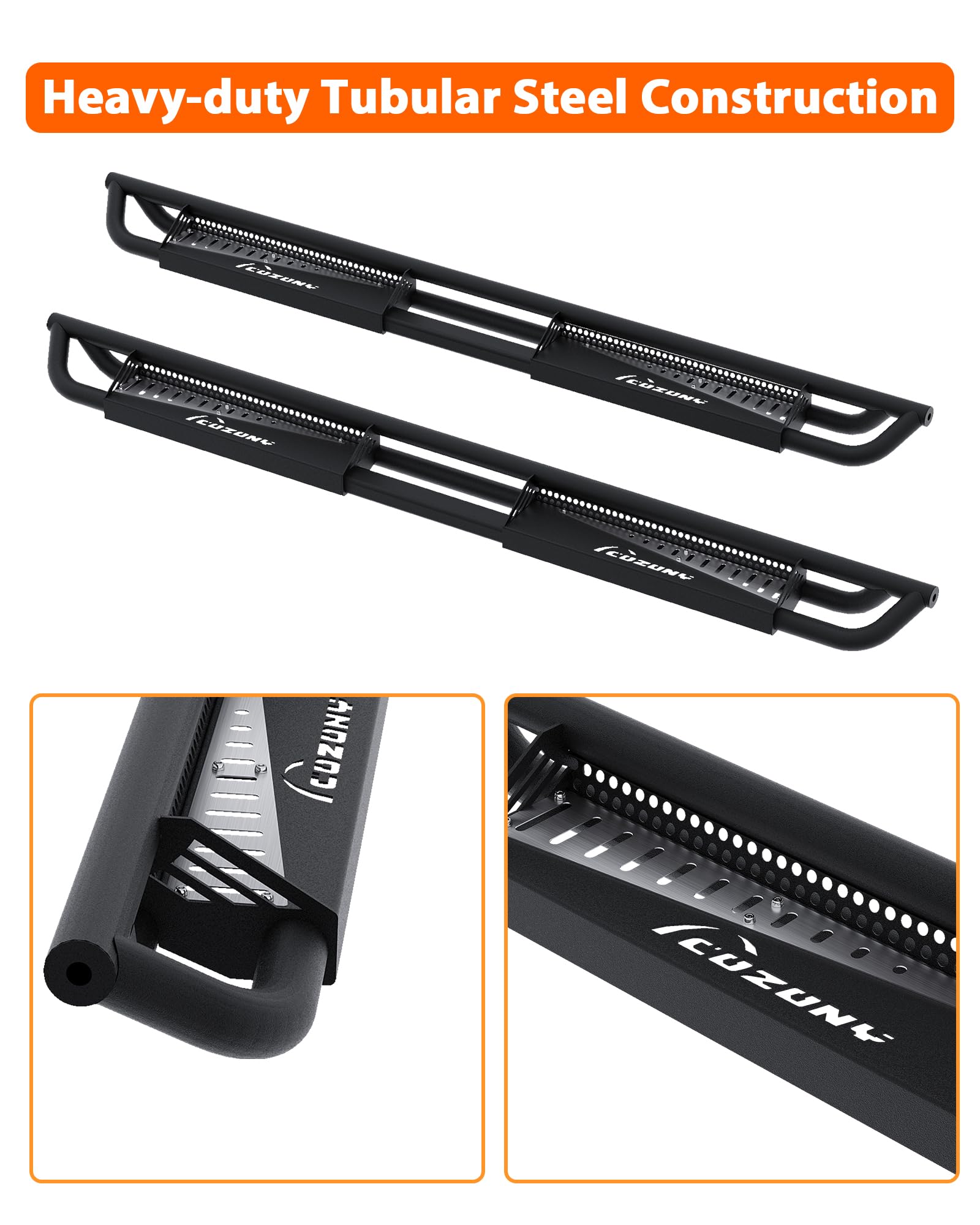 Garvee 6" Drop Running Boards, Black Powder Coated Side Step Bars, Fits 2018-2025 Jeep Wrangler JL 4 Door