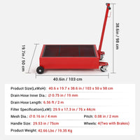 Garvee Oil Drain Pan 25 Gallon Oil Drain Tank with Switch, 95L Oil Change Pan, Large Capacity Oil Change Pan, Folding Handle, Swivel Casters Wheels, Rolling Oil Drain Cart for Trucks, Buses, RVs