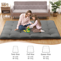 Garvee Futon Mattress, Japanese Floor Mattress Full Size Floor Mat for Sleeping Adult Size, Foldable Tatami Mattress Roll Up Floor Bed Mattress for House Guest Camping Dorm, Dark Grey