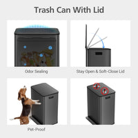 Garvee 16 Gallon Stainless Steel Dual Trash Can with Removable Baskets for Kitchen and Living Room, Black