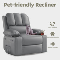 Garvee 22" Widen Rocker Swivel Recliner Chair, Lazy Boy Recliner for Adults, with 1.5X Sponge Filling, Side Pocket, and Cup Holder, for Living Room, Bedroom, and Nursery, Grey