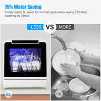 Garvee Dishwasher, Countertop Dishwashers, 5 Washing Programs Mini Dishwasher with 5L Built-in Water Tank, Dishwasher Machine 360° Dual Spray, Tabletop Dishwasher with High-Temp & Air-Dry Function