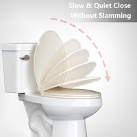 Garvee Toilet Seat Elongated,Toilet Seat with Quick-Release And Quick-Attach, Plastic Toilet Seat with Soft Close, Easy Install and Clean - Fits Most Elongated Toilets Almond
