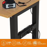 Garvee 48x24 Inch Adjustable Workbench - Heavy-Duty Work Table with Wheels, 5 Power Outlets, 2500 lbs Capacity, Metal Frame, and Wood Top for Garage, Home, and Office