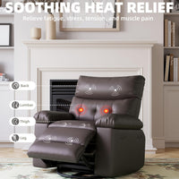 Garvee 22" Widen Rocker Swivel Recliner Chair, Lazy Boy for Adults, with Vibrating Massage and Heating, 1.5X Sponge Filling, Side Pocket, for Living Room, Bedroom, and Nursery
