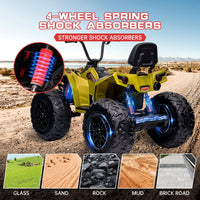 Garvee Ride - P Series: 24V Kids ATV, Ride on Car 4WD Quad Electric Vehicle, 4x80W Powerful Engine, with 7AHx2 Large Battery, Accelerator Handle, EVA Tire, Full Metal Suspension, LED Light, Bluetooth&Music - Green