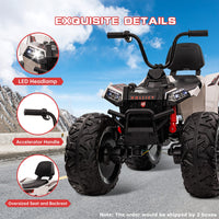 Garvee Ride - P Series: 24V Kids Quad ATV, Ride on Car 4WD Quad Electric Vehicle, 4x80W Powerful Engine, with 7AHx2 Large Battery, Accelerator Handle, EVA Tire, Full Metal Suspension, LED Light, Bluetooth&Music - White