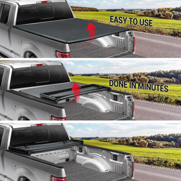 Garvee Soft Tri-Fold Truck Bed Tonneau Cover Compatible with 2014-2018 Silverado/Sierra 1500 LT 1.5 Cab/Single Cab | 6'-5"/78.8"-79.9" Bed | New Upgrade