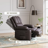 Garvee 22" Widen Rocker Swivel Recliner Chair, Lazy Boy Recliner for Adults, with 1.5X Sponge Filling, Side Pocket, and Cup Holder, for Living Room, Bedroom, and Nursery, Coffee