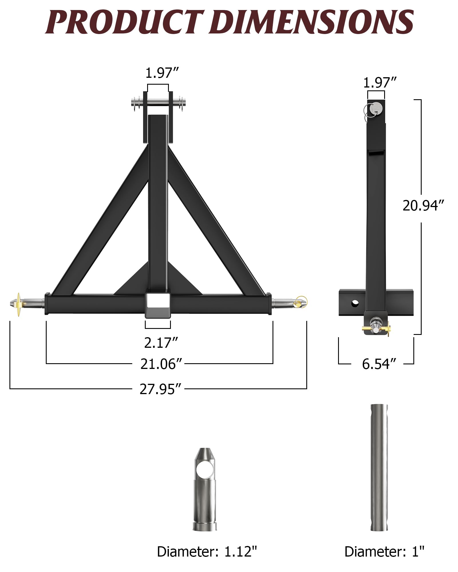 Garvee 3 Point 2" Trailer Hitch Receiver Fits Category 1 Tractor, Tow Drawbar Adapter Attachments, Quick Hitch Compatible.