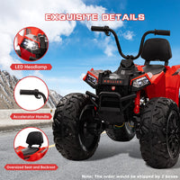 Garvee Ride - P Series: 24V Kids ATV, Ride on Car 4WD Quad Electric Vehicle, 4x80W Powerful Engine, with 7AHx2 Large Battery, Accelerator Handle, EVA Tire, Full Metal Suspension, LED Light, Bluetooth&Music - Red