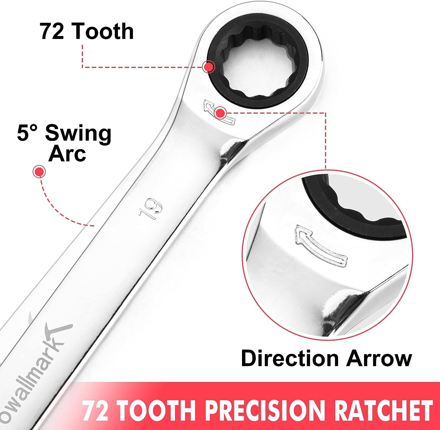 Garvee 20-Piece Ratcheting Combination Wrench Set, Fixed Head &72 Teeth, SAE 1/4-3/4"& Metric 6-19mm, Chrome Vanadium Steel with Storage Bag - 20-Piece Fixed Head SAE/Metric