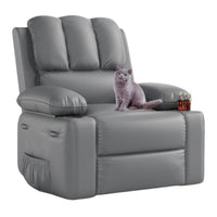 Garvee 22" Widen Rocker Swivel Recliner Chair, Lazy Boy Recliner for Adults, with 1.5X Sponge Filling, Side Pocket, and Cup Holder, for Living Room, Bedroom, and Nursery, Grey