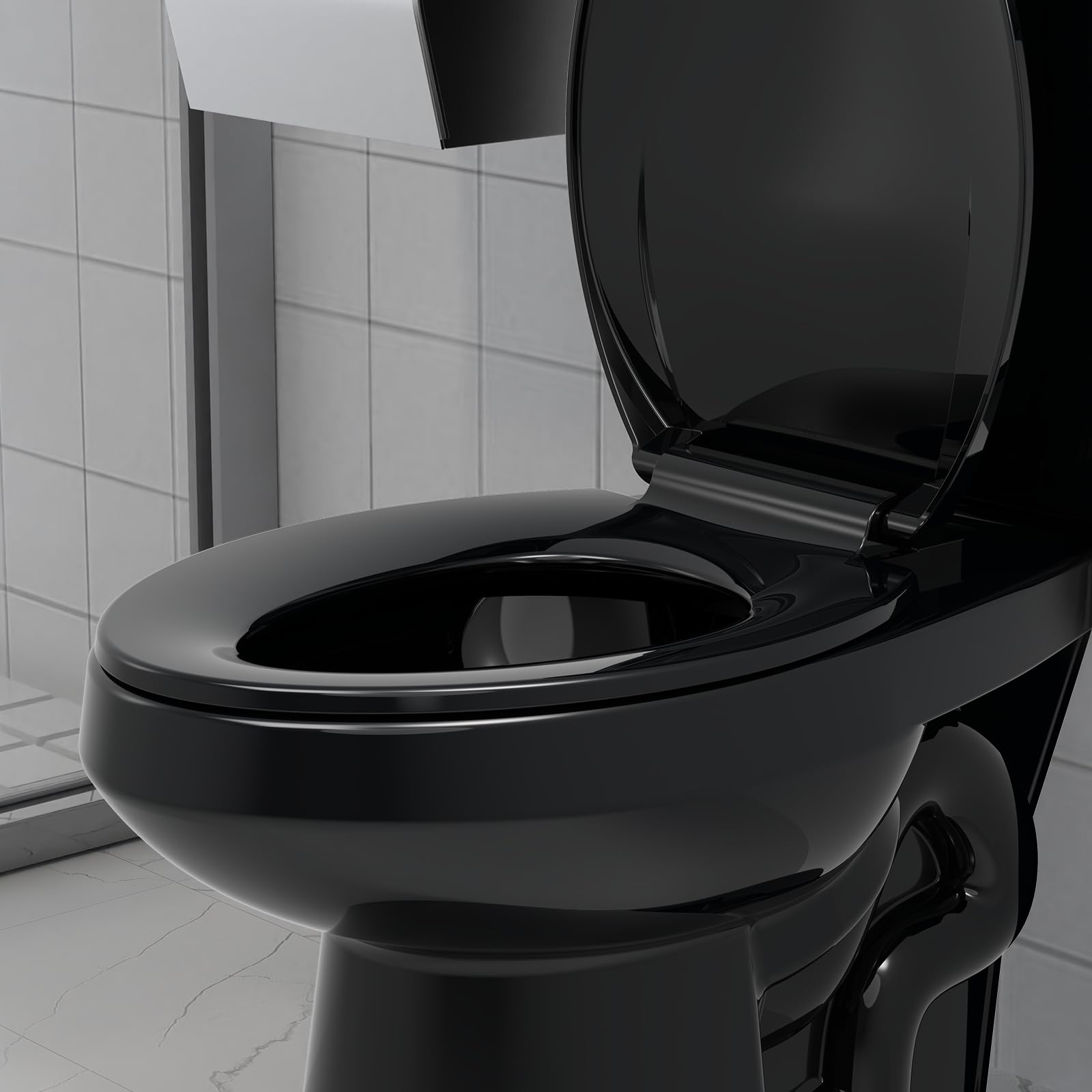 Garvee Toilet Seat Elongated,Toilet Seat with Quick-Release And Quick-Attach, Plastic Toilet Seat with Soft Close, Easy Install and Clean - Black