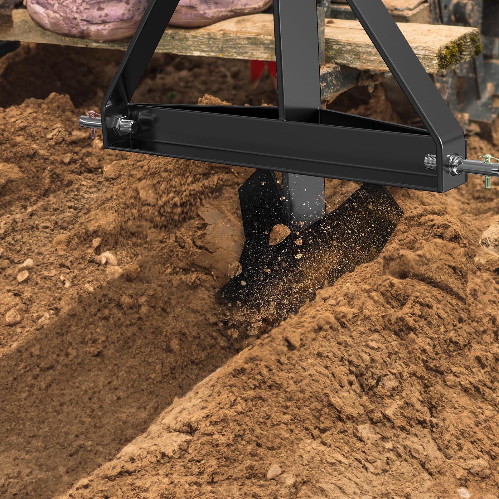 Garvee Middle Buster for Category Plow 3-Point Hitch, Heavy Duty Middle Buster Quick Hitch Tractors Steel Furrowing Plow Mechanical Plowing, Soil Tiller
