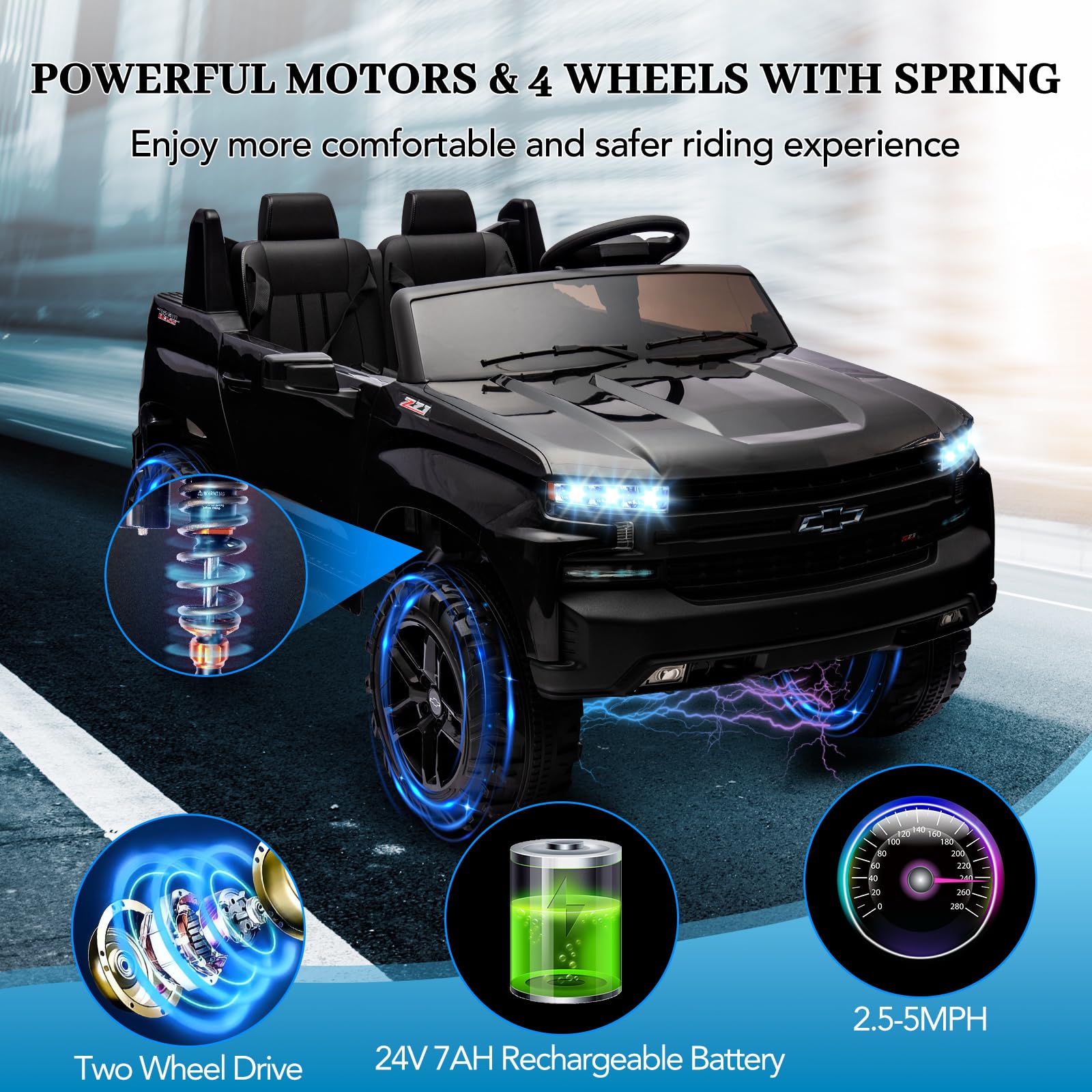 24V 2-Seater Baby Car Truck Licensed Chevrolet Silverado Ride On - GARVEE