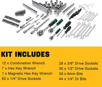 Garvee Mechanics Tool Set 216-Piece SAE/Metric Socket & Wrench Kit Durable Rolling Tool Box Portable for Automotive Repair DIY