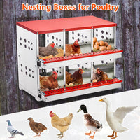 Garvee Nesting Boxes for Chickens, 6 Compartment Roll Out Away Chicken Nesting Boxes for Laying Eggs, Nesting Gift Boxes for Hens Duck Poultry, Metal Heavy Duty Chicken Coop with Perch