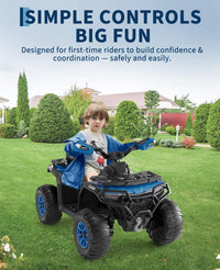 Garvee 12V Kids Electric ATV Ride-On Car – Dual Motors – Parent Remote Control – LED Lights, wireless, Music, USB, Spring Suspension – Outdoor Off-Road Four Wheeler for Boys & Girls Ages 3-8 – Royal Blue