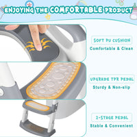 Garvee Potty Training Seat, Height Adjustable Toddler Toilet Seat for Kids Boys Girls, 2 in 1 Potty Training Toilet, Splash Guard Anti-Slip Pad Step Stool