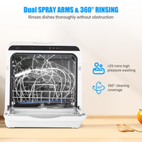 Garvee Portable Mini Dishwasher, Countertop Dishwasher 5L Water Tank, 5 Washing Programs & High-Temp Air-Dry Function, Tabletop Dishwasher with 360° Spray for Apartments, No Hookup Needed