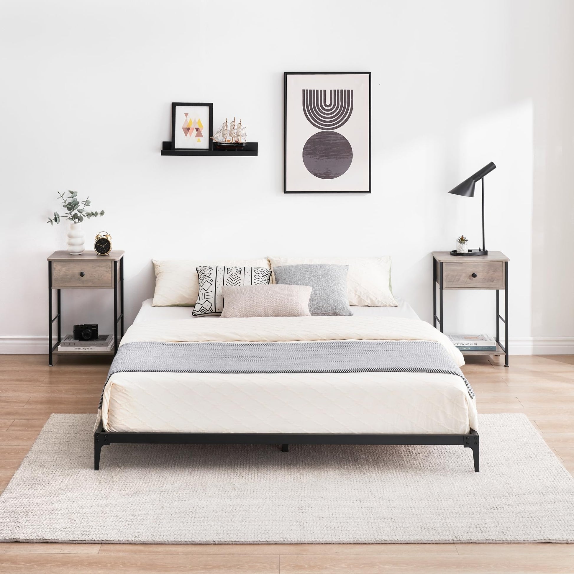 Garvee 6 Inch Low Queen Bed Frame Heavy Duty Metal Mattress Foundation Platform Sturdy Steel Slat No Box Spring Needed, Easy Assembly, Noise Free