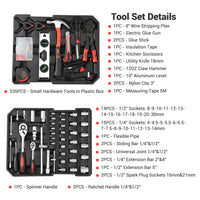 Garvee 800-Piece Tool Kit with Aluminum Trolley Case - Mechanic Rolling Tool Box, Socket Wrench Hand Tools, Household Repair Kit, and Tool Belt