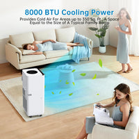 Garvee Portable Air Conditioner, 8000 BTU for Rooms up to 450 Sq. Ft., 3-in-1 AC with Dehumidifier & Fan Modes, Easy Install Window Kit, Mobile AC Unit