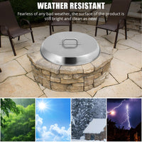 Garvee Fire Pit Cover – 27" Round Stainless Steel with Handle, Compatible with Bonfire, Inset Fire Pit Lid, Outdoor Patio Camping, Silver
