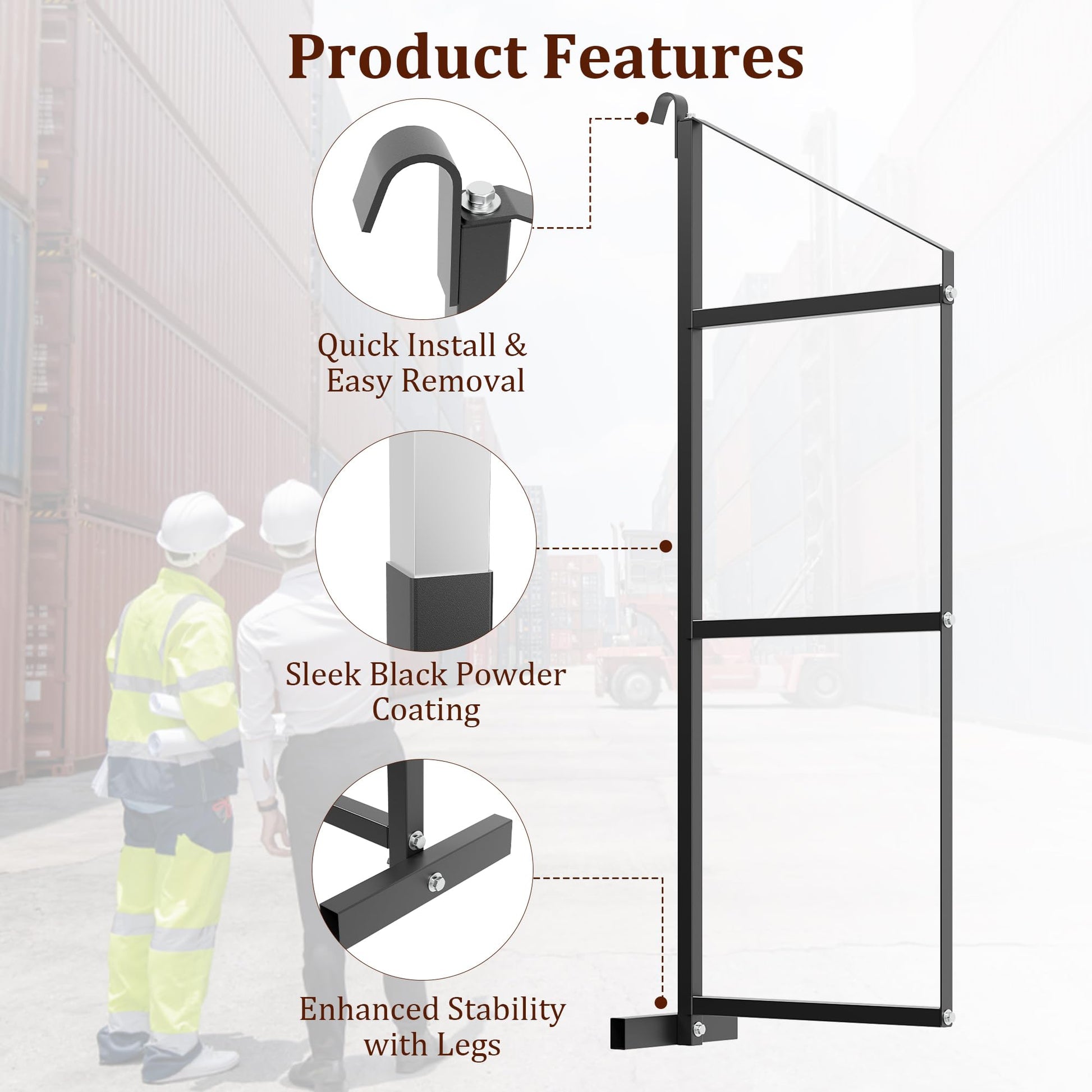 Garvee Shipping Container Shelving Brackets 4PCS, 3-Tier 22''D x 60''H Black Powder Coated Steel Shelf Support for Cargo Storage, Easy to Hang and Remove for Heavy Duty Containers, Workbenches