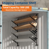 Garvee 2-Pack 400 lbs Shipping Container Pipe Rack - 4-Tier Heavy-Duty Shelving Brackets with No-Drill Installation for Vertical Storage, Black